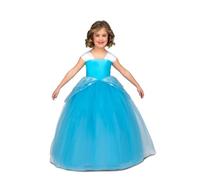 My Other Me - Disfraz de Princesa para niña con vestido azul, guantes y cancán talla 7-9 años. Perfecto para brillar en cualquier fiesta de disfraces