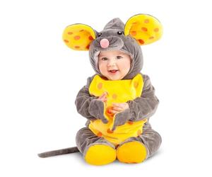 My Other Me - Disfraz de Ratón para bebé unisex en amarillo y gris con gorro, body y cola talla 0-6 meses. Un toque de ternura para cualquier ocasión especial