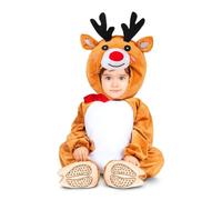 My Other Me - Disfraz de Reno para bebé unisex con gorro, cuernos, mono y patucos en marrón y blanco talla 7-12 meses. Perfecto para celebrar la magia navideña