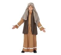 My Other Me - Disfraz de San José para niño con pañuelo para cabeza, cordón, túnica, abrigo y cinturón en marrón talla 5-6 años. Perfecto para una representación navideña inolvidable