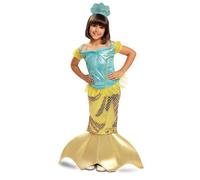 My Other Me - Disfraz de Sirenita para niña en azul y dorado con vestido y tocado talla 5-6 años. Perfecto para sumergirse en un mundo mágico y encantador