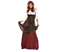 My Other Me Me-201252 Medieval Disfraz de tabernera para mujer, ajedrez, multicolor, S (Viving Costumes 201252)