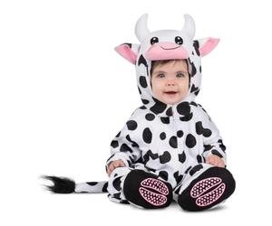 My Other Me - Disfraz de Vaca para bebé unisex con mono con capucha, cola y patucos en blanco y negro talla 7-12 meses Tu peque será la ternura de la granja.