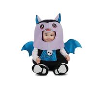 My Other Me - Disfraz de Vampiro unisex para bebé con traje, gorro, patucos y alas en azul y morado talla 0-6 meses. Perfecto para añadir un toque adorable al Halloween del pequeño