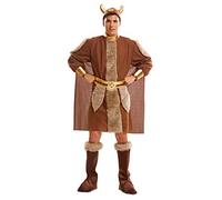 My Other Me - Disfraz de guerrero nórdico Vikingo para hombre, talla M-L. Incluye traje, capa, casco, cinturón y cubre botas