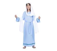 My Other Me - Disfraz de Virgen María para niña para belén de Navidad. Incluye manto para la cabeza, túnica, mantón y cinturón. (7-9 años)