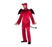 My Other Me - Disfraz Diablo Hombre, talla XL. Incluye gorro con cuernos negros, alas negras con rayas, camisa y pantalón rojo con cola puntiaguda negra. Para pequeños que arden de energía.