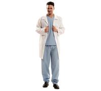 My Other Me - Disfraz Doctor Hombre, talla M-L. Incluye camisa y pantalón azul claro tipo quirófano y bata blanca larga con botones frontales y bolsillos.