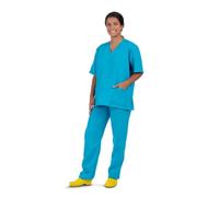 My Other Me - Disfraz Enfermera Mujer, talla M. Incluye casaca azul claro de manga corta con cuello en V y bolsillos, y pantalón a juego. Ideal para un look profesional y auténtico.