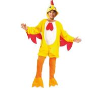 My Other Me - Disfraz Gallo Niño, talla 3-4 años. Incluye gorro con ojos, pico, barbilla y cresta roja, mono amarillo con alas y cola rojas y pantalón con cubrepiés naranjas.