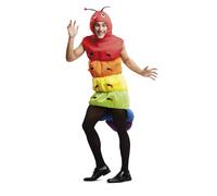 My Other Me - Disfraz Gusano Adulto Unisex, talla M-L. Incluye vestido multicolor con capucha, ojos saltones, antenas y paticas que sobresalen del cuerpo. ¡Saca tu oruga a desfilar!