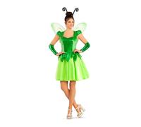 My Other Me - Disfraz Hada Mujer, talla XL. Incluye vestido verde corto con falda de capas en tono más claro, escote corazón, diadema con antenas, alas y brazaletes.