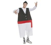 My Other Me - Disfraz Huertano Gordito Hombre, talla M-L. Incluye mono blanco con aro y chaleco negro, cinturón rojo y sombrero. ¡Ideal para fiestas tradicionales!