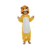 My Other Me - Disfraz infantil de León estilo pijama con mono con capucha de cara sonriente en amarillo y blanco talla 5-6 años. Perfecto para una fiesta temática salvaje