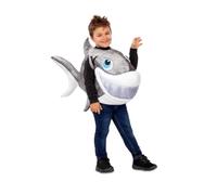 My Other Me - Disfraz infantil unisex de Tiburón vestido con aleta y cola en gris y blanco talla 3-4 años. Perfecto para una fiesta marina inolvidable