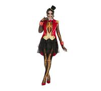 My Other Me - Disfraz Jefa de pista esqueleto mujer adulto, talla M. Incluye vestido con falda de tul, abrigo rojo sin mangas, puños, guantes, medias con estampado óseo y tocado de copa negra.