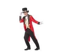 My Other Me - Disfraz Jefe de pista hombre, talla XL. Incluye chaqueta roja con charreteras, cuello y puños a juego, chaleco dorado integrado, pantalón negro, sombrero y pajarita. Comienza el show.