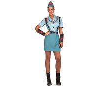 My Other Me - Disfraz Legionaria Mujer, talla M-L. Incluye gorro, camisa y falda azul, cinturón y tirantes negros, muñequeras negras con detalles rojos. Fuerza y estilo en cada paso.