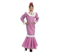My Other Me - Disfraz Madrileña niña, talla 10-12 años. Incluye vestido rosa con lunares blancos y volantes de encaje con lazos rosas, pañuelo blanco para la cabeza, bolsito a juego y mantón.