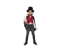 My Other Me - Disfraz Mago Infantil Unisex, talla 5-7 años. Incluye capa con cuello rojo, chaleco y pajarita rojos, chistera negra con detalle de cinta con brillos a juego, conejo y varita.