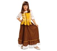 My Other Me - Disfraz Mesonera Niña, talla 5-6 años. Incluye camisa blanca, chaleco amarillo y falda marrón con bajo blanco y detalle dorado. Perfecto para fiestas y juegos.