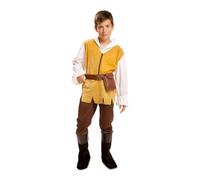 My Other Me - Disfraz Mesonero Niño, talla5-6 años. Incluye camisa blanca de manga larga, chaleco mostaza de tejido aterciopelado, cinturón con hebilla, bolso y pantalón marrones y cubrebotas.