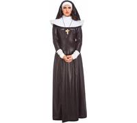 My Other Me - Disfraz Monja mujer, talla S. Incluye túnica negra con puños, cuello blanco amplio, tocado blanco y negro y collar con cruz dorada. Santidad garantizada.