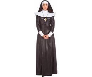 My Other Me - Disfraz Monja mujer, talla S. Incluye túnica negra con puños, cuello blanco amplio, tocado blanco y negro y collar con cruz dorada. Santidad garantizada.