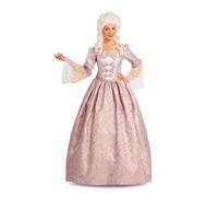 My Other Me - Disfraz Mujer Versalles, talla S. Incluye vestido largo de corte princesa con mangas largas acampanadas, en tonos rosas, morados y con detalles dorados y de encaje blanco, y enagua.