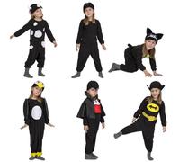 My Other Me - Disfraz multitemático 6 en 1 unisex con mono, gorro y accesorios textiles en negro talla 3-4 años. Imagina las aventuras que vivirás con cada cambio de traje