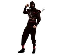 My Other Me - Disfraz Ninja Hombre, talla S, color negro. Incluye verdugo, mascarilla, camiseta, camiseta negra con detalles rojos, cinturón con bandoleras y pantalón negro.¡Sé un auténtico ninja!