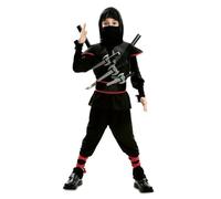 My Other Me - Disfraz Ninja infantil unisex, talla 10-12 años. Incluye verdugo, mascarilla, camiseta negra con detalles rojos, cinturón con bandoleras y pantalón negro.
