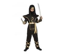 My Other Me - Disfraz Ninja Niño, talla 10-12 años. Incluye mono negro con capucha, armadura dorada, fajín dorado y máscara negra. Conviértete en un verdadero guerrero.