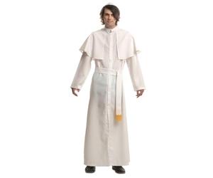 My Other Me - Disfraz Papa Hombre Adulto, talla M-L. Incluye túnica blanca larga con botones y capa sobre hombros, fajín con flecos amarillos y solideo blanco. Un look papal auténtico y solemne.