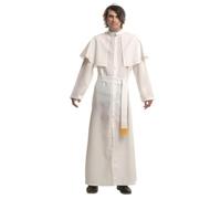My Other Me - Disfraz Papa Hombre Adulto, talla XXXL. Incluye túnica blanca larga con botones y capa sobre hombros, fajín con flecos amarillos y solideo blanco. Un look papal auténtico y solemne.