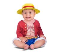 My Other Me - Disfraz para bebé de Luffy con gorro y mono en beige y rojo talla 12-24 meses. Transforma a tu pequeño en un valiente aventurero de alta mar.