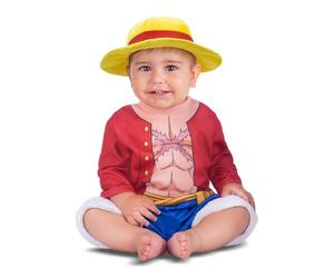 My Other Me - Disfraz para bebé de Luffy con gorro y mono en beige y rojo talla 12-24 meses. Transforma a tu pequeño en un valiente aventurero de alta mar.