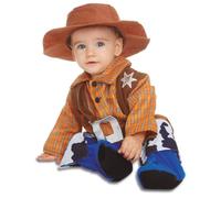 My Other Me - Disfraz para bebé de Vaquero marrón y naranja con mono y sombrero para niño talla 7-12 meses ¡Un adorable sheriff listo para la aventura en el Salvaje Oeste!