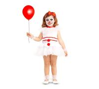 My Other Me - Disfraz para bebé niña de Payasa con diadema, cuello, vestido, tobilleras y brazaletes en blanco y rojo talla 12-24 meses. Perfecto para una fiesta de circo o Halloween