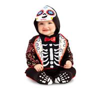My Other Me - Disfraz para bebé unisex de Esqueleto Día de los Muertos colorido con body, capucha y patucos talla 7-12 meses. Tu pequeño será el centro de todas las miradas en Halloween.