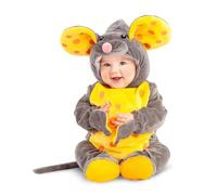 My Other Me - Disfraz para bebé unisex de Ratón en gris y amarillo con gorro, body, patucos y cola talla 7-12 meses. Perfecto para llenar de ternura cualquier celebración
