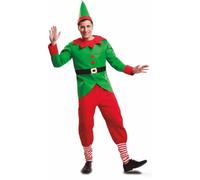 My Other Me - Disfraz para hombre adulto de Elfo en rojo y verde con gorro, camisa con cinturón y pantalón talla XXL. Perfecto para deslumbrar en las fiestas navideñas