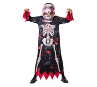 My Other Me - Disfraz para hombre adulto de Esqueleto en negro y rojo con mono y capucha 3D talla ML. Embárcate en una noche de misterio y fantasía