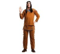 My Other Me - Disfraz para hombre adulto de Indio marrón con cinta para cabeza, camisa y pantalón talla XL. Añade un toque étnico a tus fiestas de disfraces