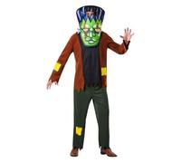 My Other Me - Disfraz para hombre adulto de monstruo Frankenstein con mono y capucha 3D en marrón y verde talla ML. Ideal para tus noches más monstruosas