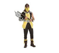 My Other Me - Disfraz para hombre adulto de Ninja Guerrero en amarillo y negro con camiseta con armadura y cinturón, pantalones, verdugo con máscara, cubrebotas y muñequeras talla ML. Sé un samurái
