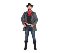 My Other Me - Disfraz para hombre adulto de Pistolero con sombrero, bandana, chaqueta, chaleco y cinturón en colores negro y gris talla L. Sorprende a todos en tu próxima fiesta temática del oeste