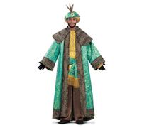 My Other Me - Disfraz para hombre adulto de Rey Mago Baltasar con túnica, gorro, cinturón y camisa en verde y marrón talla M/L Revive la majestuosidad de los Reyes Magos.