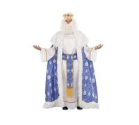 My Other Me - Disfraz para hombre adulto de Rey Mago Melchor con capa, túnica y cinturón en blanco y azul talla M/L. Perfecto para celebrar la Navidad con majestuosidad