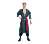 My Other Me - Disfraz para hombre adulto de Roronoa Zoro verde con crema para el pelo, pendientes, chaqueta, pañuelo, fajín y pantalón talla M. Navega entre aventuras y desafíos con estilo épico
